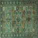 Square Persian Turquoise Traditional Rug, tr1275turq