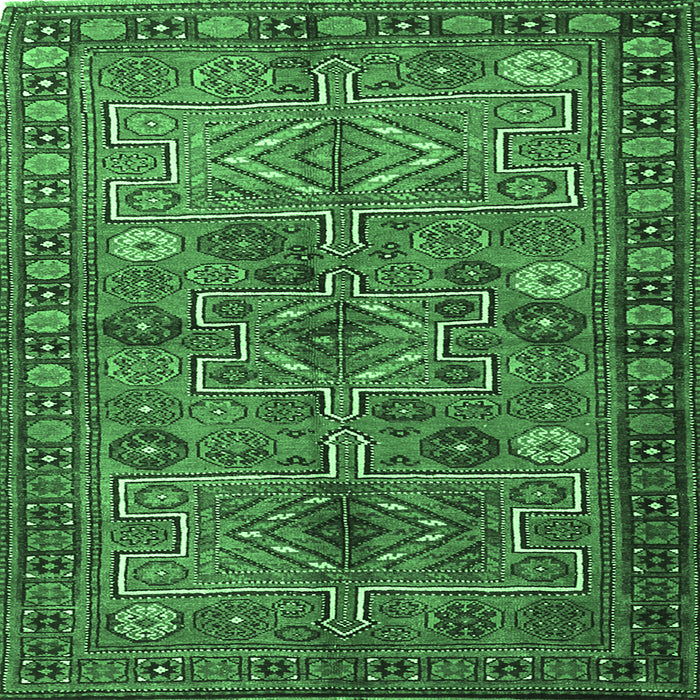 Square Machine Washable Persian Emerald Green Traditional Area Rugs, wshtr1275emgrn