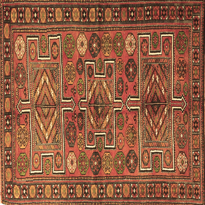Square Machine Washable Persian Brown Traditional Rug, wshtr1275brn