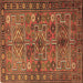 Square Machine Washable Persian Brown Traditional Rug, wshtr1275brn