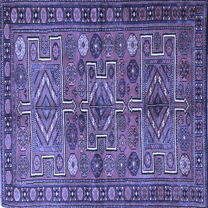 Square Machine Washable Persian Blue Traditional Rug, wshtr1275blu