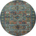 Round Persian Light Blue Traditional Rug, tr1275lblu