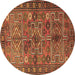 Round Machine Washable Persian Brown Traditional Rug, wshtr1275brn