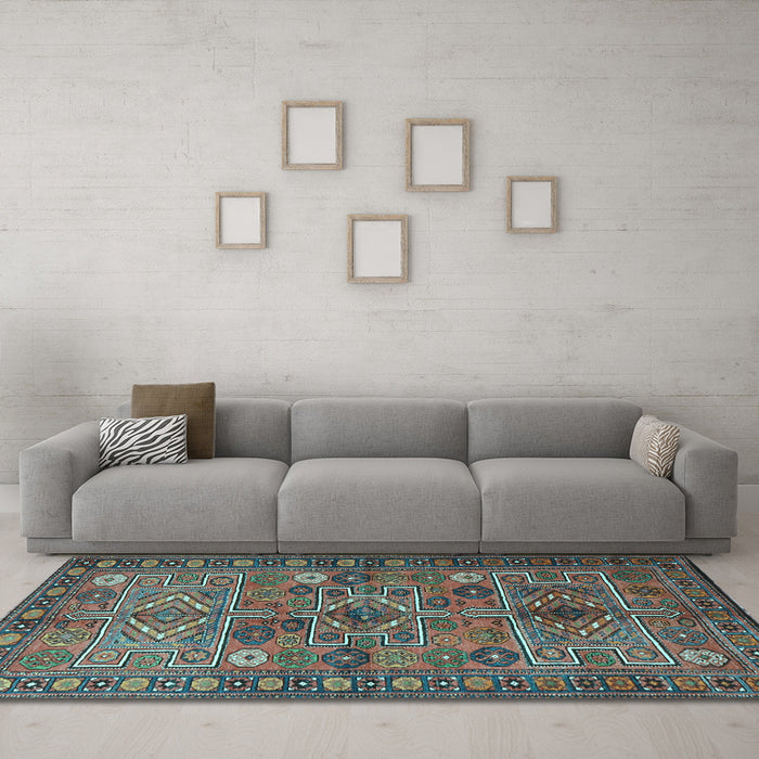 Machine Washable Persian Light Blue Traditional Rug in a Living Room, wshtr1275lblu