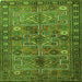 Round Machine Washable Persian Green Traditional Area Rugs, wshtr1275grn