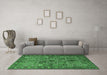 Machine Washable Persian Emerald Green Traditional Area Rugs in a Living Room,, wshtr1275emgrn