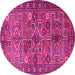 Round Persian Pink Traditional Rug, tr1275pnk