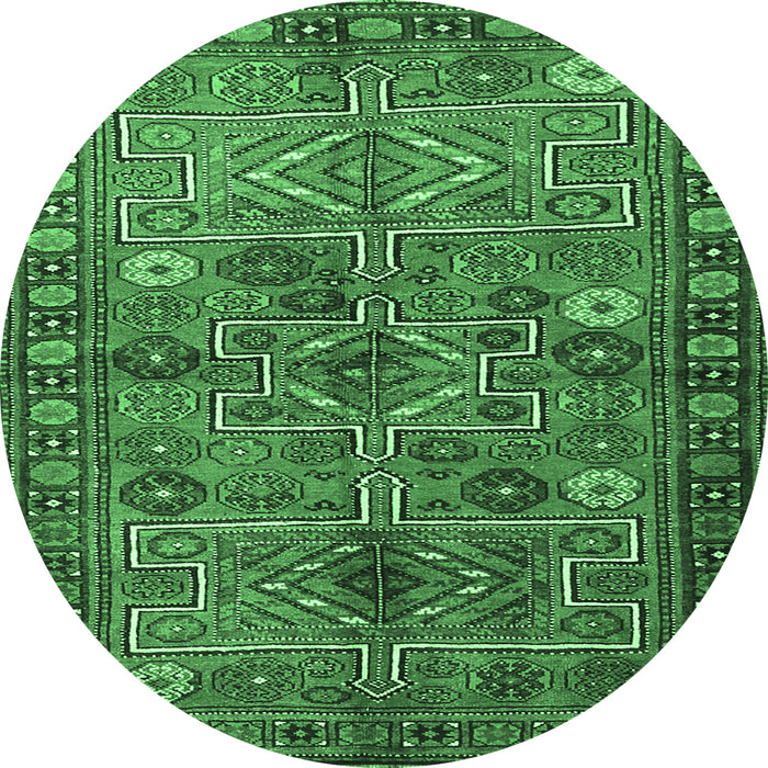 Round Persian Emerald Green Traditional Rug, tr1275emgrn