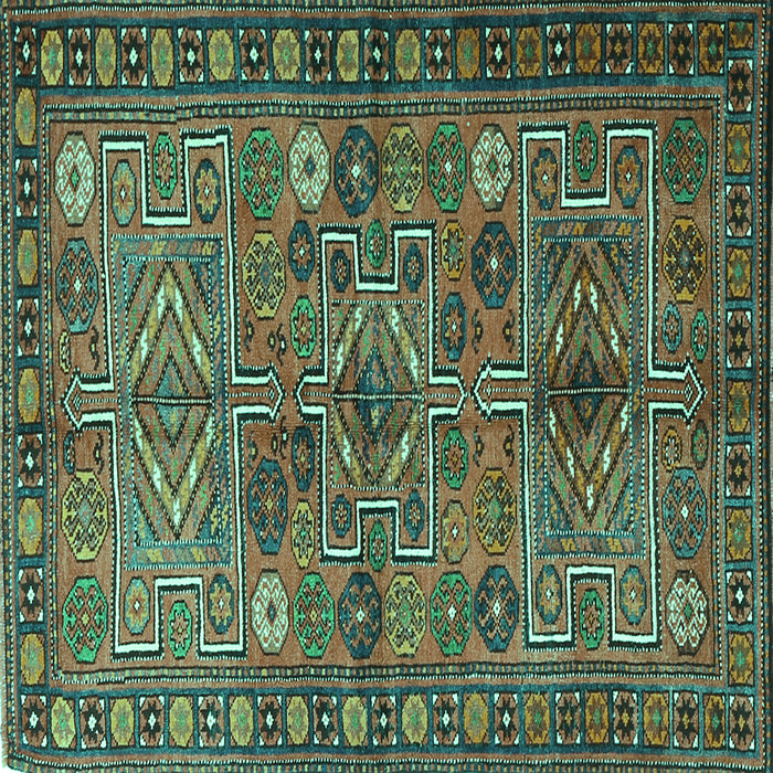 Square Machine Washable Persian Turquoise Traditional Area Rugs, wshtr1275turq