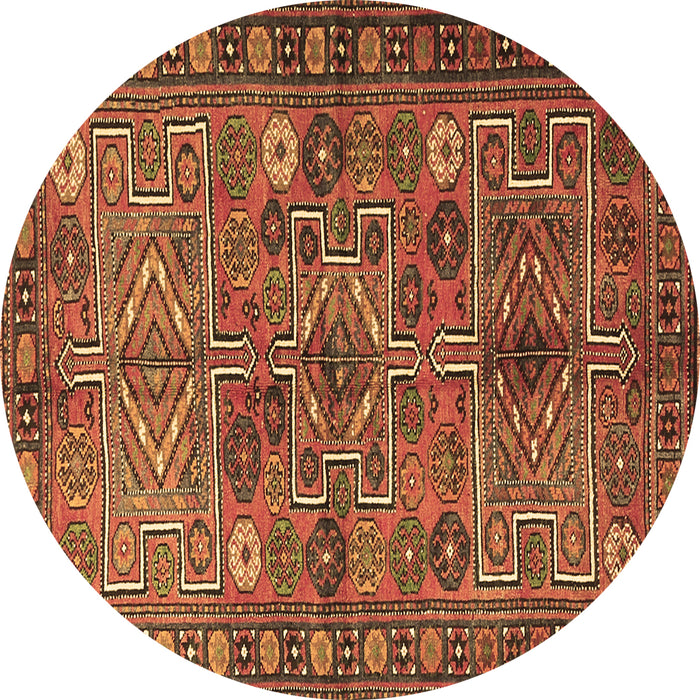 Round Persian Brown Traditional Rug, tr1275brn