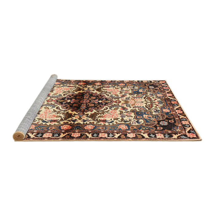 Sideview of Machine Washable Traditional Red Brown Rug, wshtr1276
