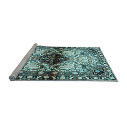 Sideview of Machine Washable Persian Light Blue Traditional Rug, wshtr1276lblu