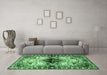 Machine Washable Persian Emerald Green Traditional Area Rugs in a Living Room,, wshtr1276emgrn