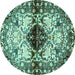 Round Persian Turquoise Traditional Rug, tr1276turq