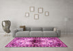 Machine Washable Persian Pink Traditional Rug in a Living Room, wshtr1276pnk