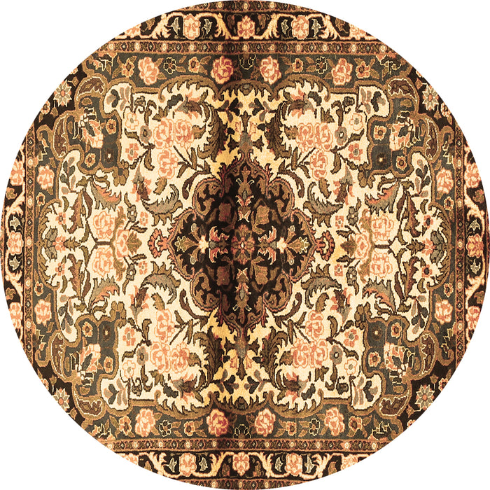 Round Persian Brown Traditional Rug, tr1276brn