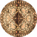 Round Persian Brown Traditional Rug, tr1276brn