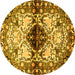 Round Persian Yellow Traditional Rug, tr1276yw