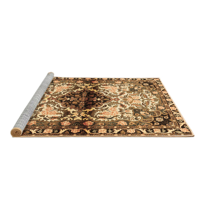 Sideview of Machine Washable Persian Brown Traditional Rug, wshtr1276brn