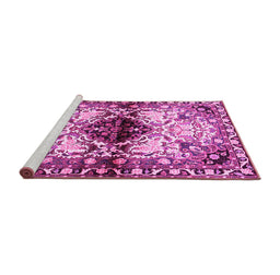 Sideview of Machine Washable Persian Pink Traditional Rug, wshtr1276pnk