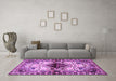 Machine Washable Persian Purple Traditional Area Rugs in a Living Room, wshtr1276pur