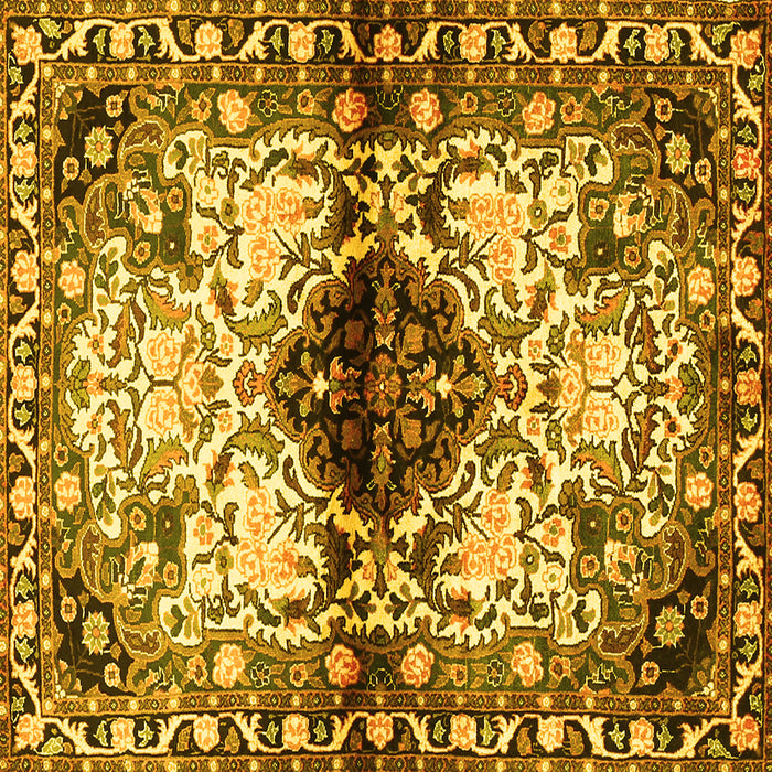 Square Machine Washable Persian Yellow Traditional Rug, wshtr1276yw
