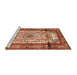 Sideview of Machine Washable Traditional Sand Brown Rug, wshtr1277