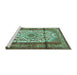 Sideview of Machine Washable Persian Turquoise Traditional Area Rugs, wshtr1277turq