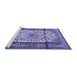 Sideview of Machine Washable Persian Blue Traditional Rug, wshtr1277blu