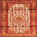 Round Machine Washable Persian Orange Traditional Area Rugs, wshtr1277org