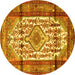 Round Persian Yellow Traditional Rug, tr1277yw