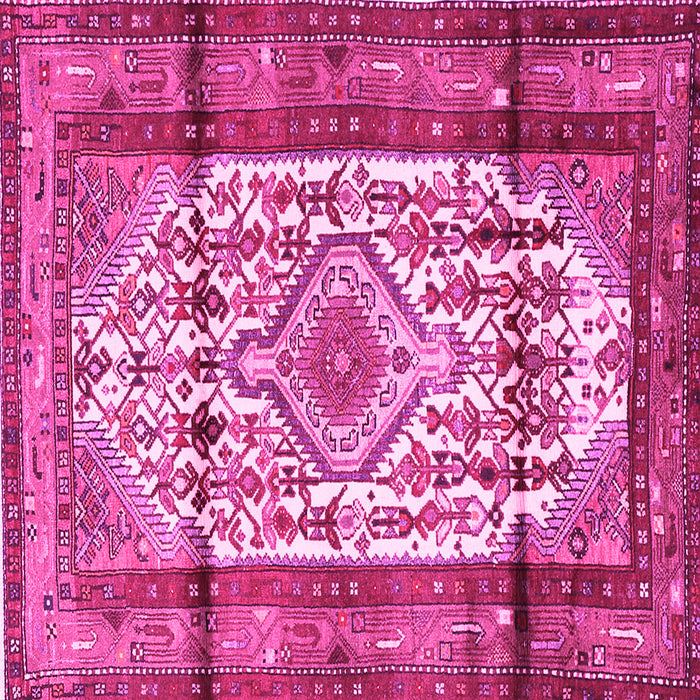 Square Machine Washable Persian Pink Traditional Rug, wshtr1277pnk