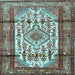 Square Machine Washable Persian Light Blue Traditional Rug, wshtr1277lblu