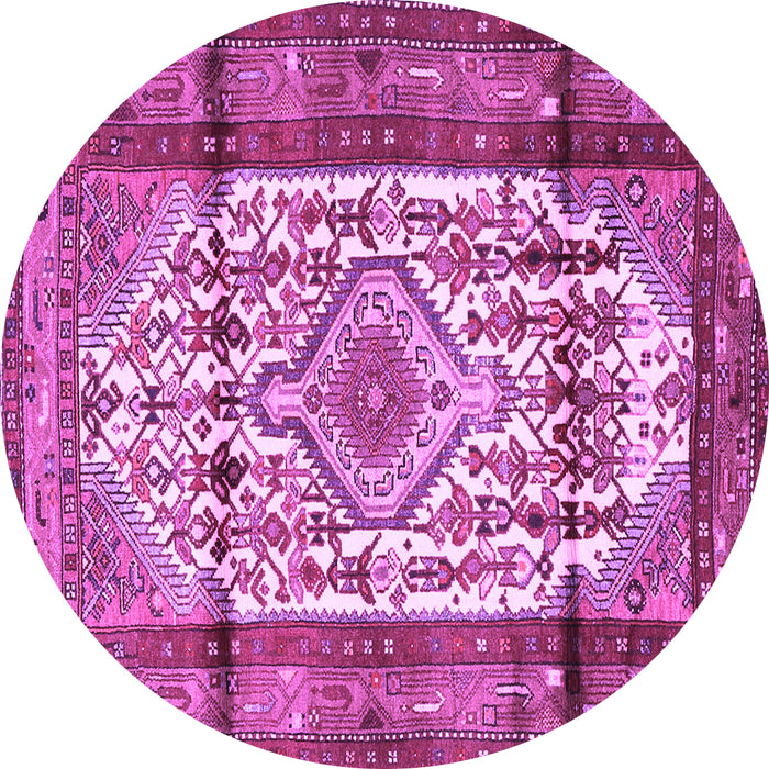 Round Machine Washable Persian Purple Traditional Area Rugs, wshtr1277pur