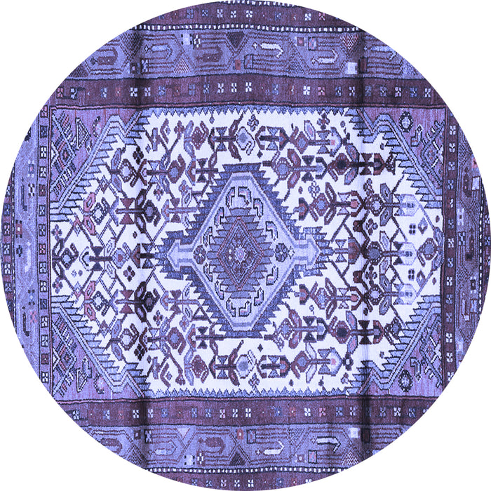Round Machine Washable Persian Blue Traditional Rug, wshtr1277blu
