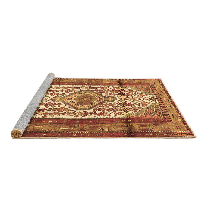 Sideview of Machine Washable Persian Brown Traditional Rug, wshtr1277brn