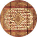 Round Machine Washable Persian Brown Traditional Rug, wshtr1277brn