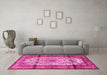 Machine Washable Persian Pink Traditional Rug in a Living Room, wshtr1277pnk