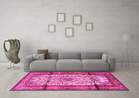 Machine Washable Persian Pink Traditional Rug, wshtr1277pnk