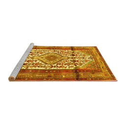 Sideview of Machine Washable Persian Yellow Traditional Rug, wshtr1277yw