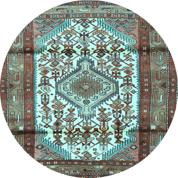 Round Machine Washable Persian Light Blue Traditional Rug, wshtr1277lblu