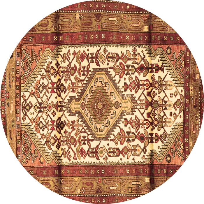 Round Persian Brown Traditional Rug, tr1277brn