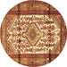 Round Persian Brown Traditional Rug, tr1277brn