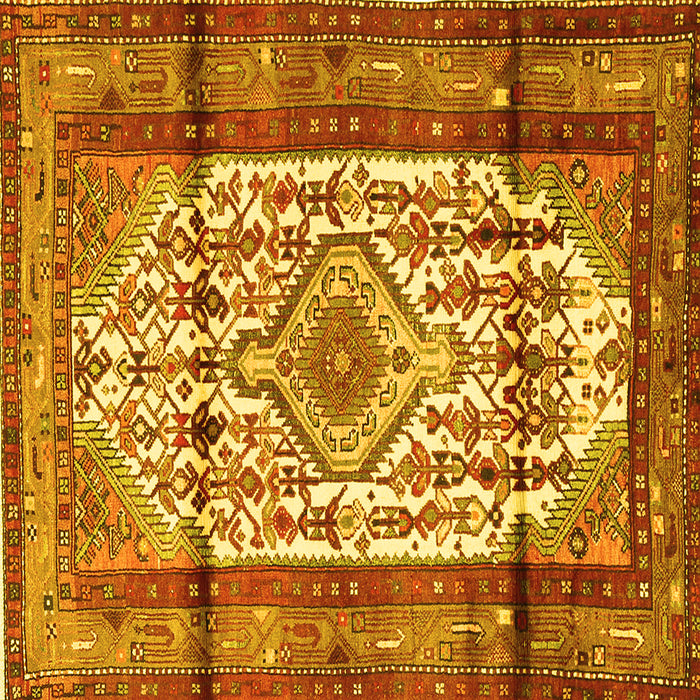 Square Machine Washable Persian Yellow Traditional Rug, wshtr1277yw