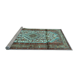 Sideview of Machine Washable Persian Light Blue Traditional Rug, wshtr1277lblu