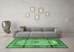 Machine Washable Persian Emerald Green Traditional Area Rugs in a Living Room,, wshtr1277emgrn