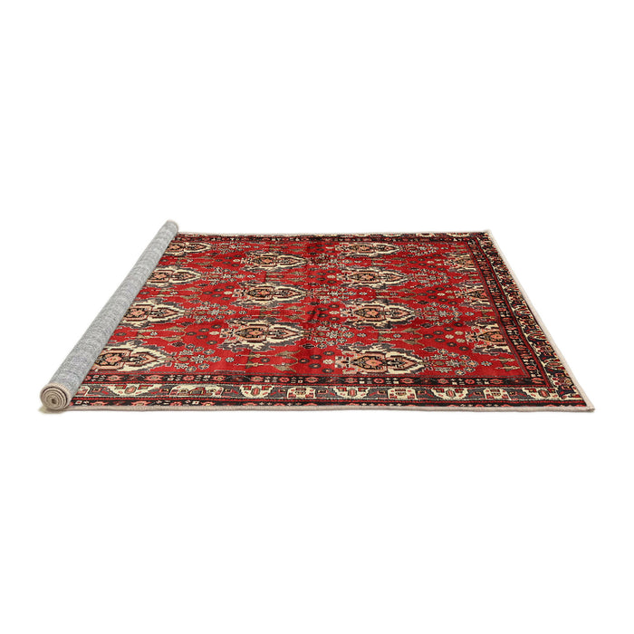 Sideview of Machine Washable Traditional Orange Salmon Pink Rug, wshtr1278