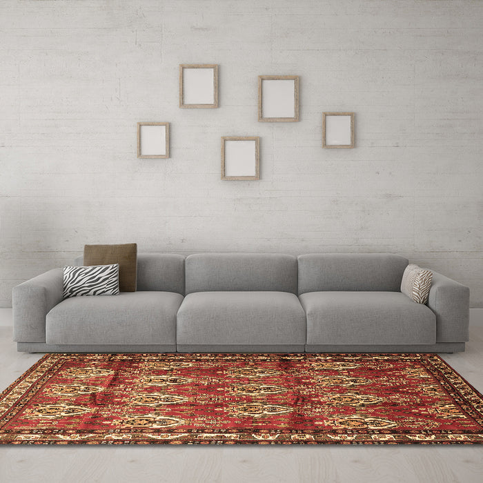 Machine Washable Persian Brown Traditional Rug in a Living Room,, wshtr1278brn