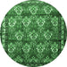 Round Machine Washable Persian Emerald Green Traditional Area Rugs, wshtr1278emgrn