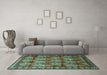 Machine Washable Persian Turquoise Traditional Area Rugs in a Living Room,, wshtr1278turq